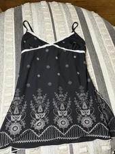 Charlotte Russe Cami Top Black  Large Y2K Goth Lace White Trim
