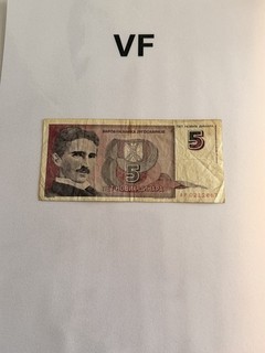 5 Dinara 1994 Jugoslawien Banknoten Papiergeld Geldscheine