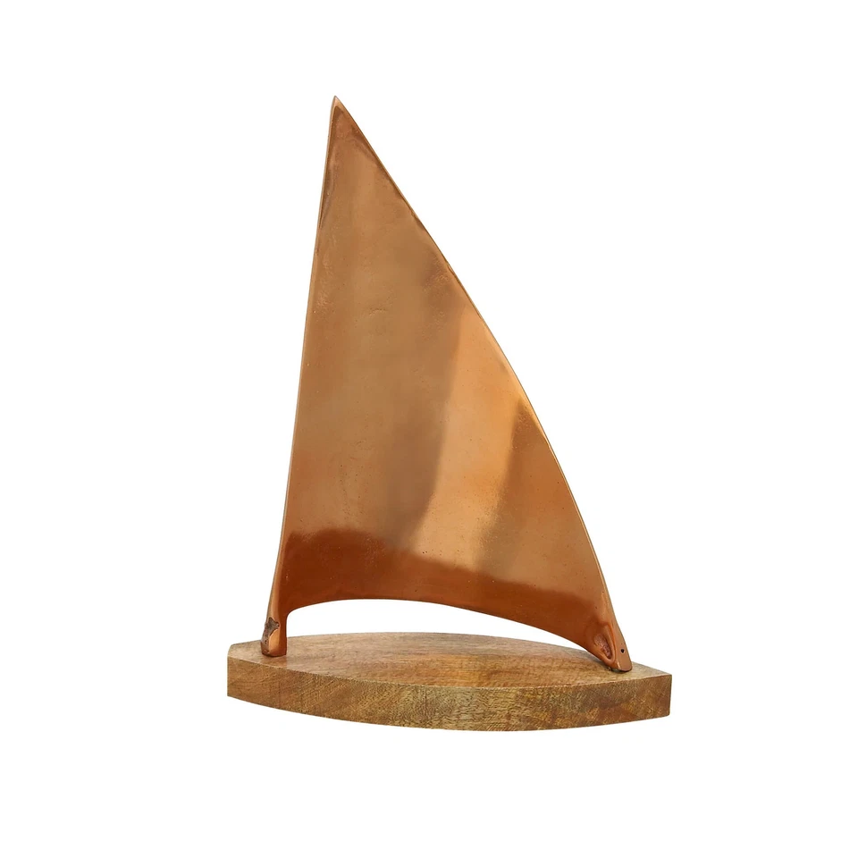 Escultura decorativa marrón aluminio metal velero marrón 13 x 5 x 18 Foto 3 de 4