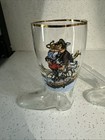 2 Vintage German Beer Boot Glasses  0.5L Gold Rim Dachshund & Cyclist Designs — photo 3