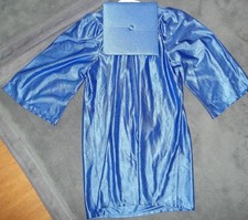 Graduates Kids Blue Graduation Cap and Gown glossy silky size 6-7 school costume