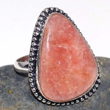 925 Silver Plated Rhodochrosite Ring Handmade Jewelry Size US 8 GW