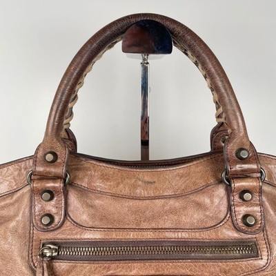 Balenciaga City First 2way Shoulder Bag Hand Bag Leather Brown