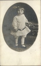 RPPC Cute Edwardian toddler bowl haircut Mary Jane shoes real photo postcard