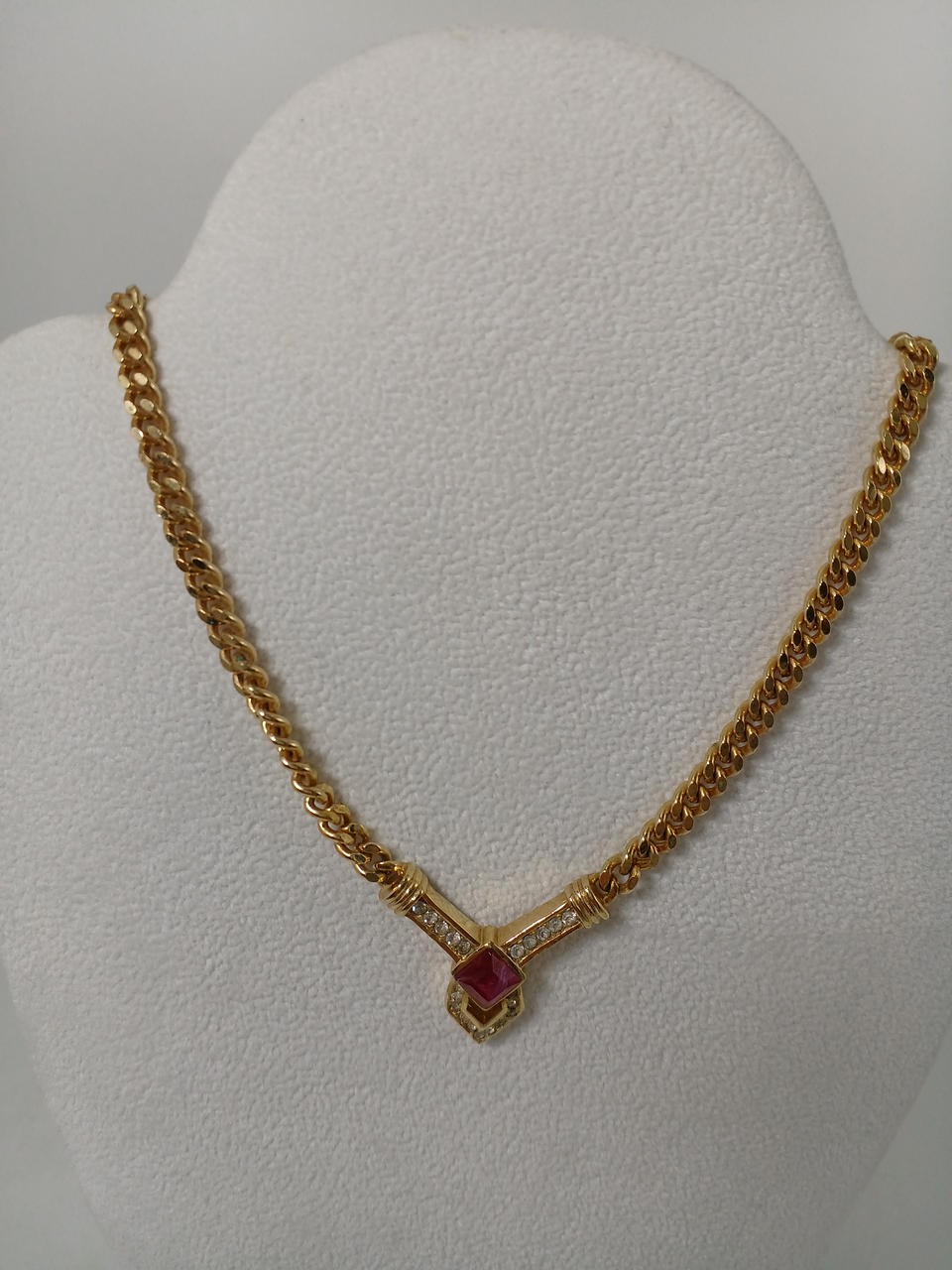 Y0729 Christian Dior GP Rhinestone Vintage Logo Necklace New