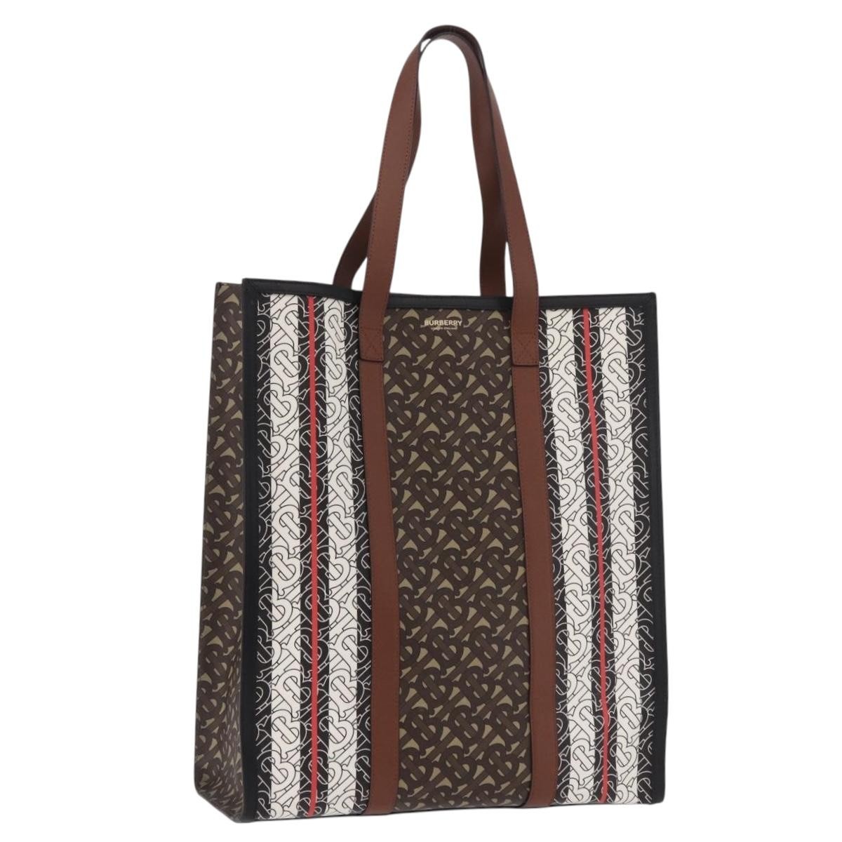 BURBERRY Tote Bag PVC Leather Brown Gold Auth 186186M