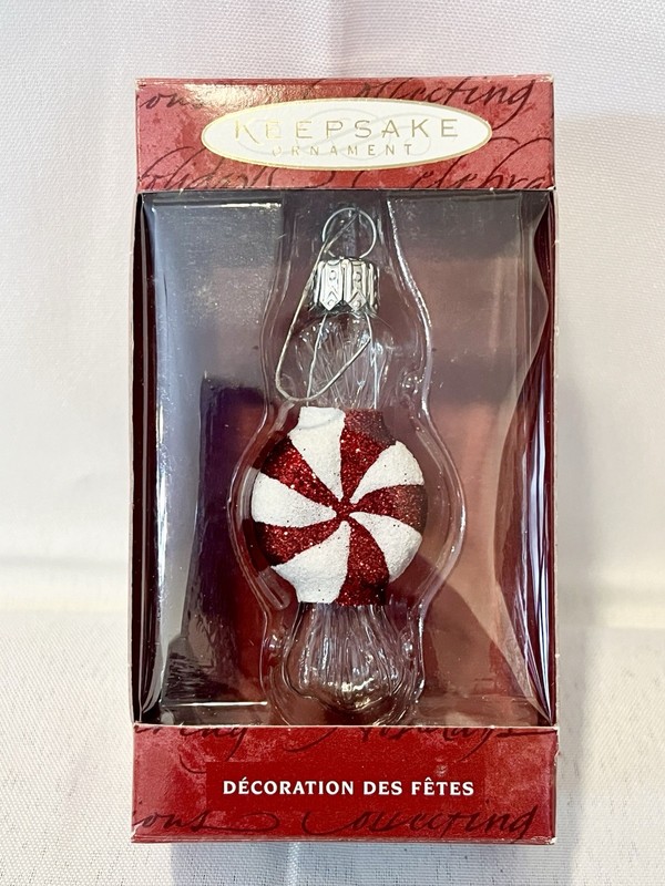 Vintage Hallmark Tree Jewelry Ornament Glittery Glass Li'l Swirl Red w/ Box