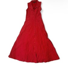 My Michelle Red White Polka Dot Sleeveless Button Front Maxi Dress 3/4