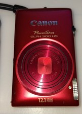 Canon PowerShot ELPH 300 HS 12.1MP Red Digital Camera Battery, Charger - READ