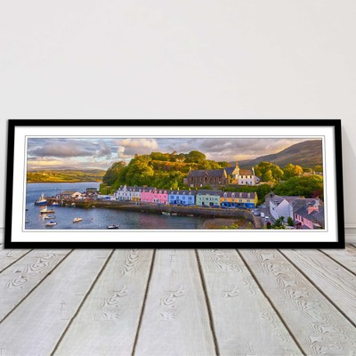 Isle of Sky. Panorama gerahmter Bilddruck, Schottland. Rahmen zur Auswahl.