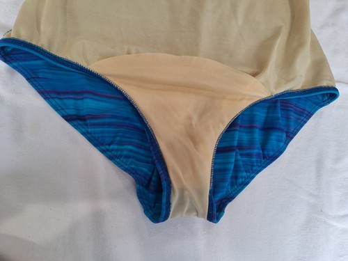 Lands' End Womens Size 16 One Piece Swimsuit Tank Turquoise Purple Stripes - Picture 7 of 14