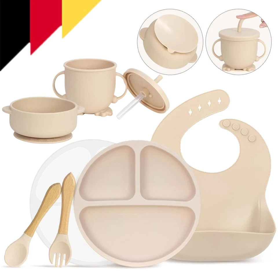7x/set Silikon Baby Geschirrset mit Saugnapf Kindergeschirr Besteck Set BPA Frei - Bild 2 von 4