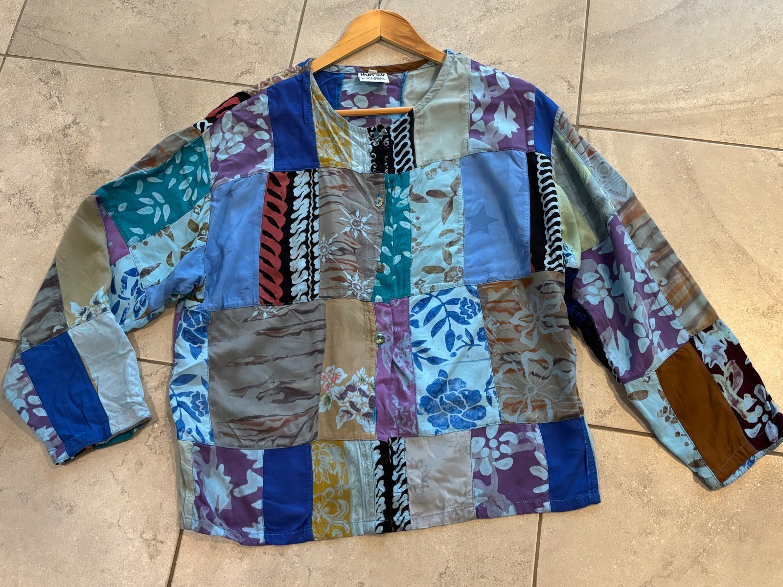 Thin Air Rayon Floral Print Patchwork Bohemian In… - image 1