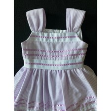Bonnie Jean Girls Lavender White Striped Metallic Party Dress Size 5 R34423-DV