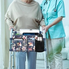 Large Walker Tote Bag Folding Walker Attachment Hands-Free Storage Basket Pouch