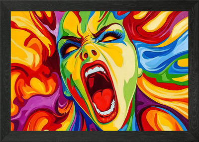 Screaming Woman Kunst Peter Max Stil gerahmtes Wandbild Poster Leinwanddruck Bild