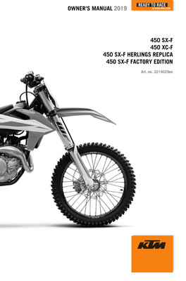 KTM 450 SX-F FACTORY EDITION (EU) 2019 REPARATUR SERVICE & BETRIEBSANLEITUNG FOLDER