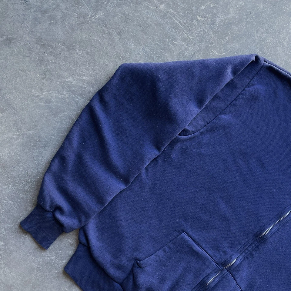 Sudadera con Capucha Cremallera Térmica Doble Cara Vintage Años 60 XL Azul Marino Desvanecido Envejecido Foto 2 de 4