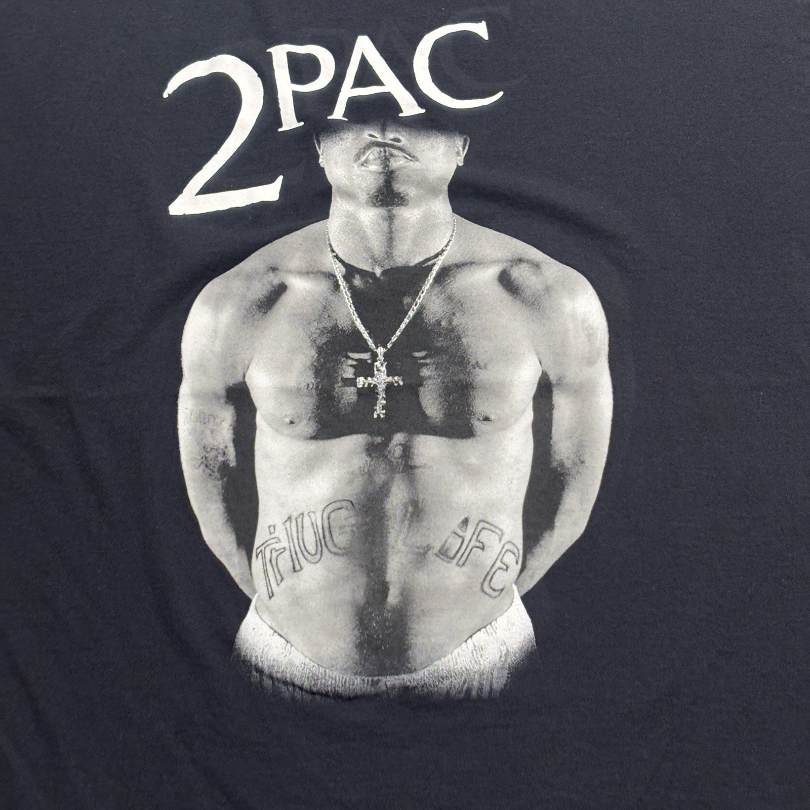 FILA T shirt 2Pac Tupac Shakur Thug Life XL nera classica retrò vintage braccio della morte