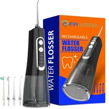 Portable Cordless Water Flosser Rechargeable Water Dental Flosser with 1500 m...