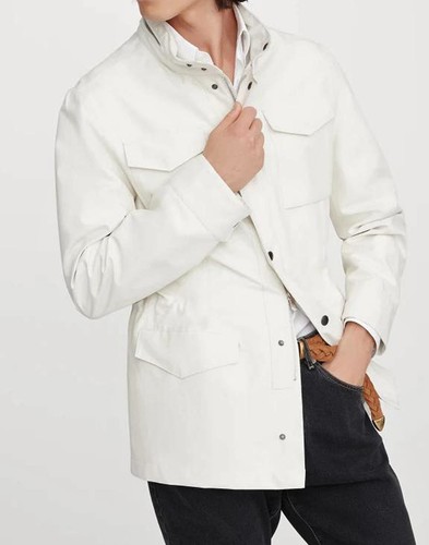 BRUNELLO CUCINELLI MEN'S OFF WHITE LINEN SILK BLEND FIELD JACKET MSRP $4945