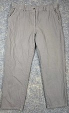 Eileen Fisher Womens Organic Cotton Straight Leg Pants Taupe Grey Size Large