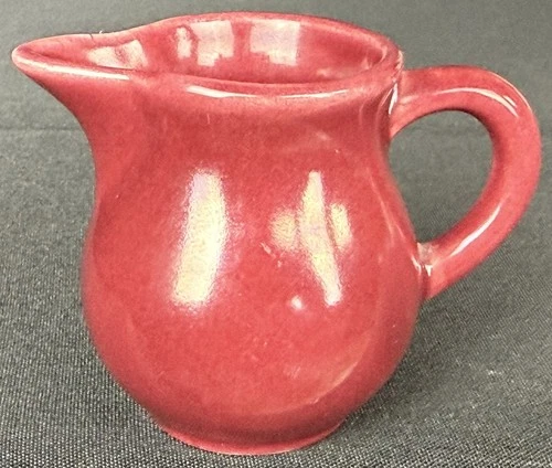 1930s Homer Laughlin China Harlequin Burgundy Miniature Bulbous Pitcher