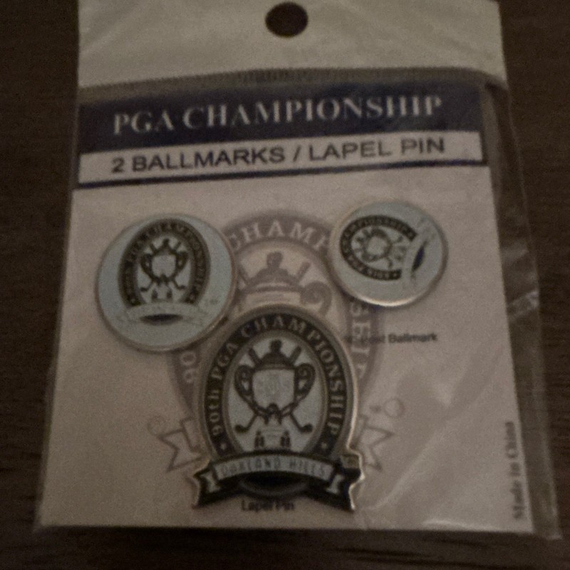 PGA Championship 3pc Metal Golf Ball Marker & Lapel Pin Set 2008 Oakland Hills