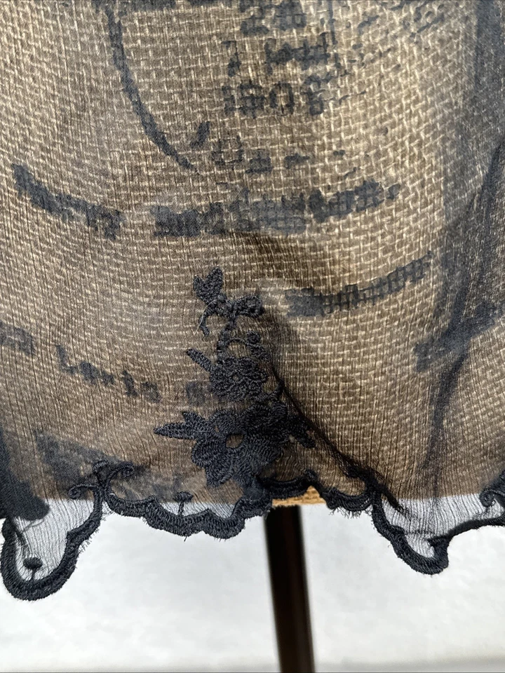 Jessica Simpson Sheer Gauze Floral Embroidered Black Fairy Grunge Whimsigoth Med - Image 3 of 4