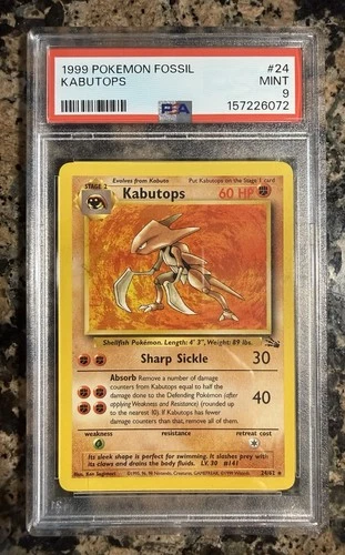 1999 Pokémon Fossil Kabutops #24 PSA 9