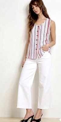 RED WHITE & BLUE WOMEN SLEEVELESS KNIT TOP 2X {FITS 0X} PATRIOTIC STRIPES JULY 4