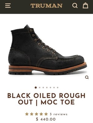 Truman 12.5D Black Oiled Rough Out Boots Moc Toe Casual Last 79