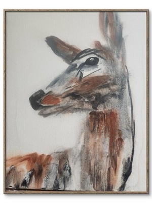 Original Deer Abstract Wall Art 14X11 Canvas Impressionistic Bold