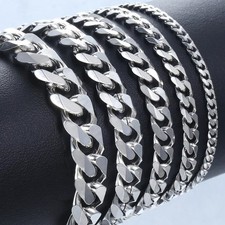 Stainless Steel Cuban Link Chain Bracelet 3/5/7/9mm Men Women Jewelry