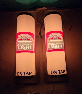 BUDWEISER LIGHT BEER LIGHTS 2 WALL SCONCE LAMP BAR SIGN | eBay