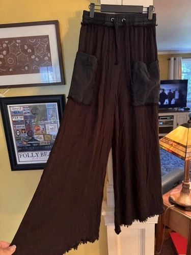 Free People Movement  Cargo Pull-On Gauzy Wide-Leg Pants Black Small