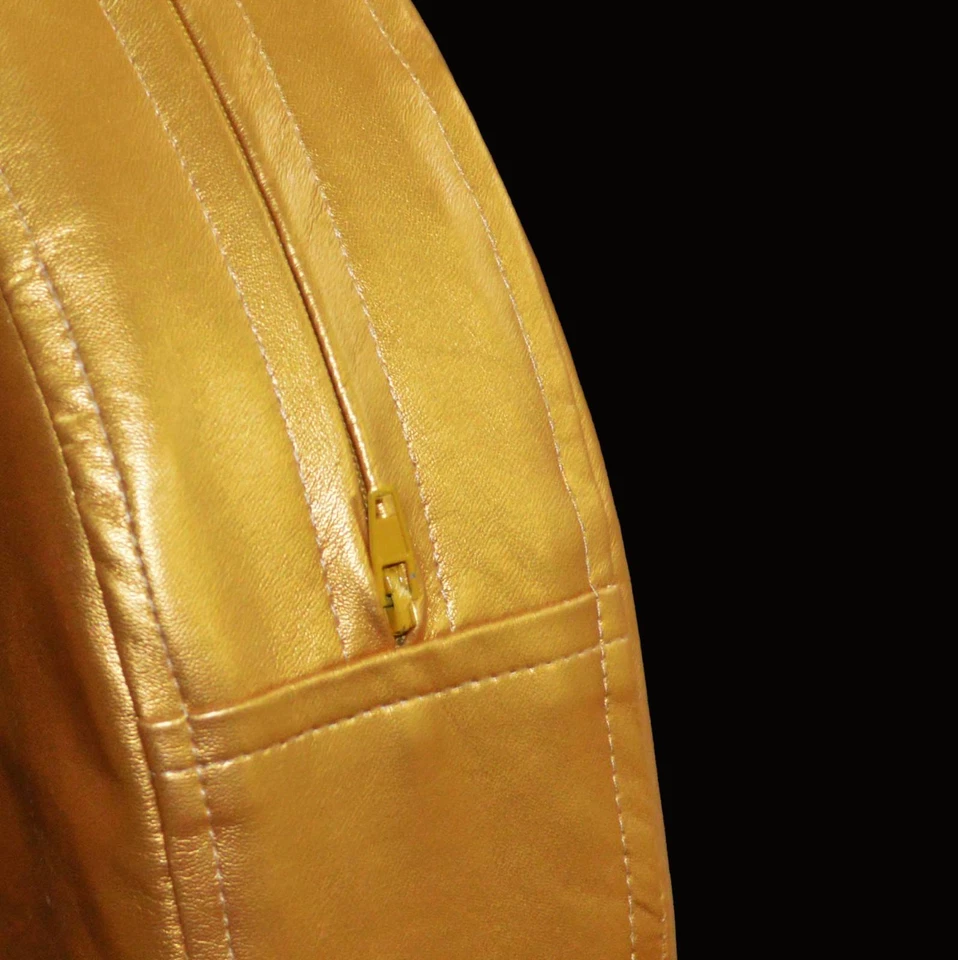 Pe253r Gold Soft Faux Leather Sheep Skin 3D Round Seat Cushion Cover Custom Size - Image 2 of 4