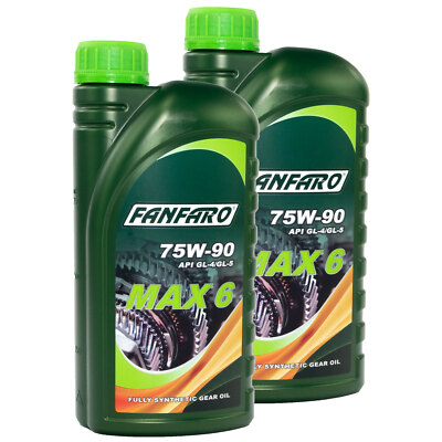 2x 1 Liter Getriebeöl FANFARO MAX 6 75W-90 GL-4 GL-5 Schaltgetriebe Getriebe Öl