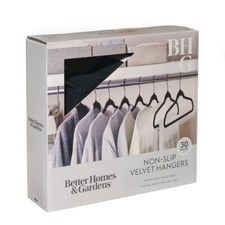 Non-Slip Velvet Adult Clothing Hangers, 30 Pack, Black, Space Saving