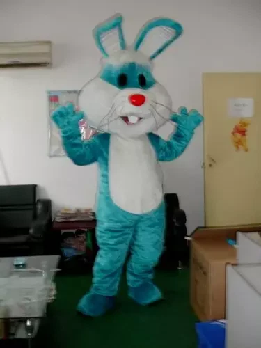 Disfraz de mascota de conejo azul de Pascua Halloween ropa de dibujos animados disfraces de disfraces Foto 2 de 3