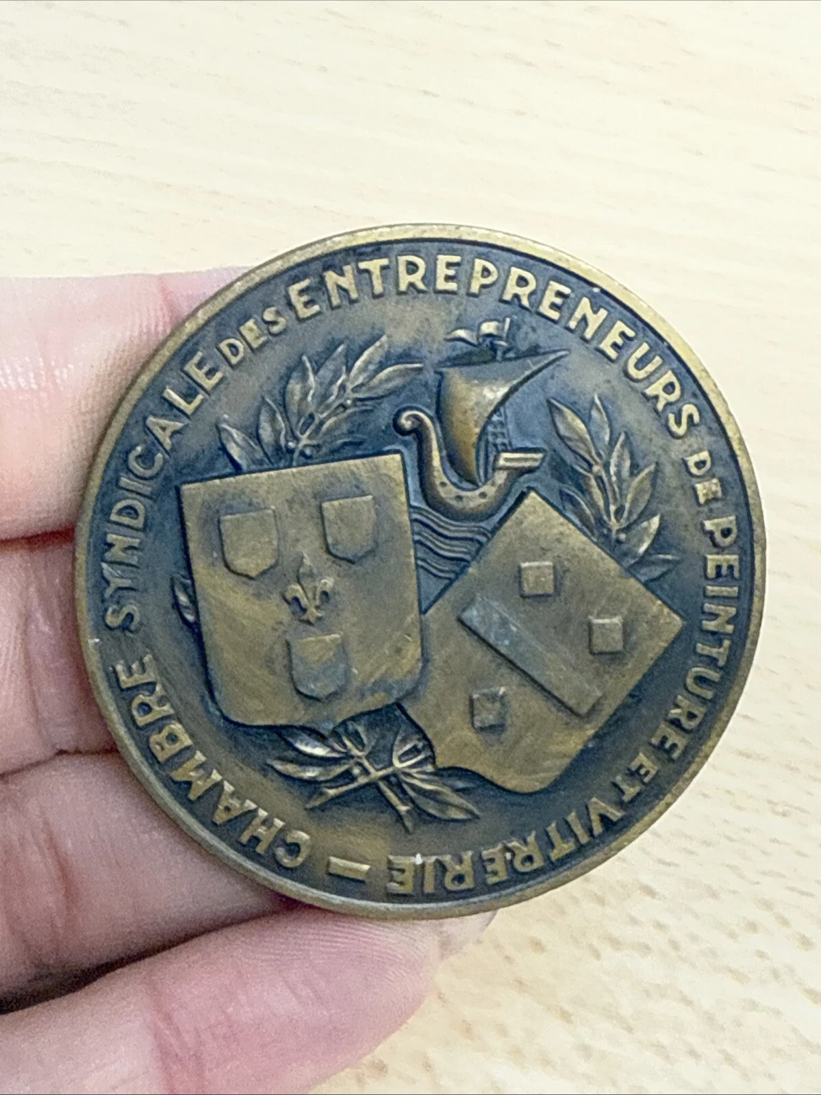 Médaille Chambre Syndicale Des Entrepreneurs De Peinture Et Vitrerie En Bronze