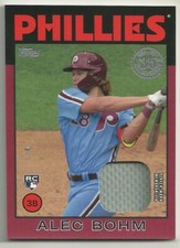  2021 TOPPS BASEBALL - ALEC BOHM - 1986 BASEBALL RELIC - RED - 09/25 - ROOKIE