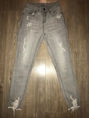 Girls grey skinny ripped jeans age 11 New Look UK