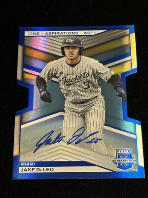 2023 Elite Extra Edition Jake DeLeo Blue Aspirations Die-Cut Auto, Serial #14/97