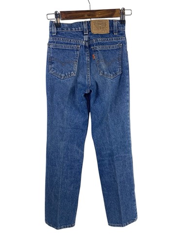 Vintage Levis 501 Jeans Boys 12 Slim 1980s 80s USA Orange Tab 22x26 Med Wash - Picture 5 of 10