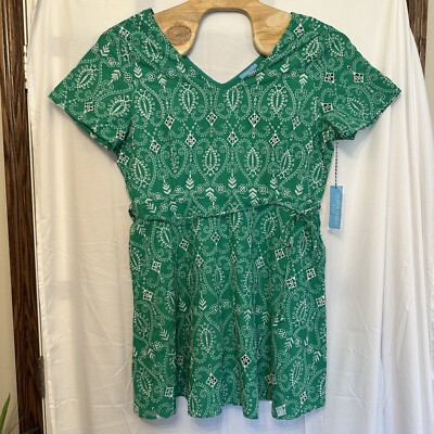 Draper James RSVP Womens Size XXL Dress Green White Embroidered Short Sleeve NWT