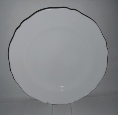 Speiseteller Spode glänzend weiß mit Goldrand & gewelltem Rand 27 cm makellos 