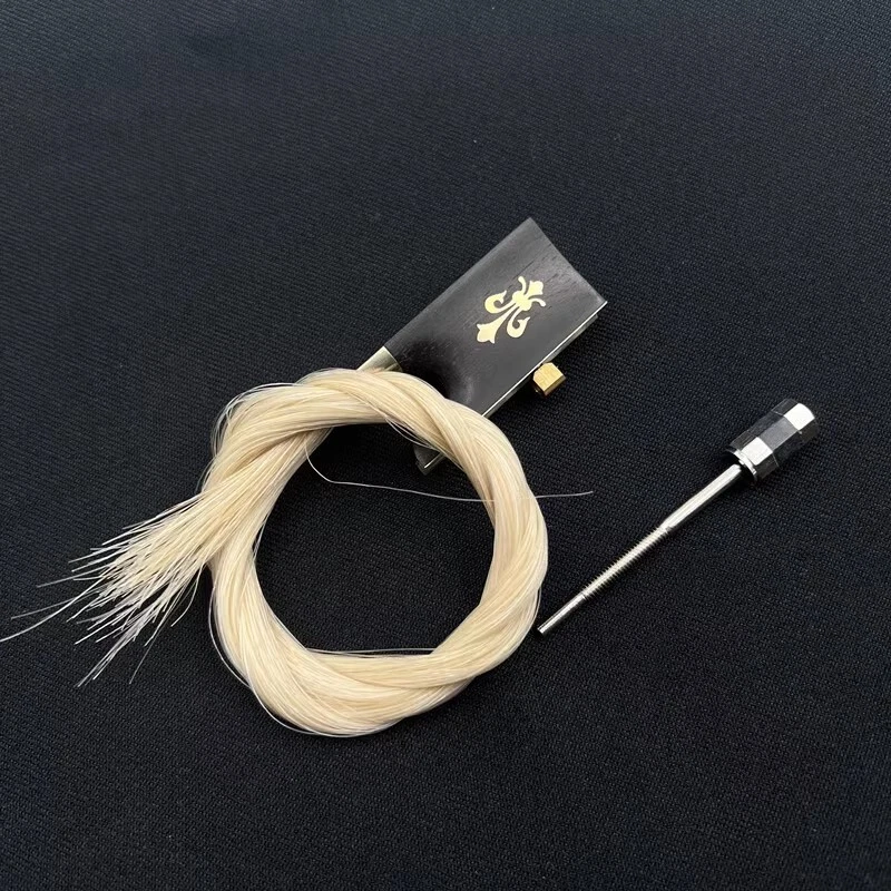 10pcs Violin Bow Frog 4/4 With white Horse hair, ebony wood inlay Iris flower - Image 3 of 4