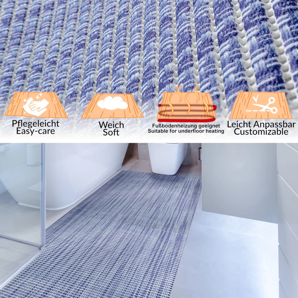 Weichschaummatte Breite Bademate Meterware Antirutschmatte Vorleger Uni 65cm - Bild 4 von 4