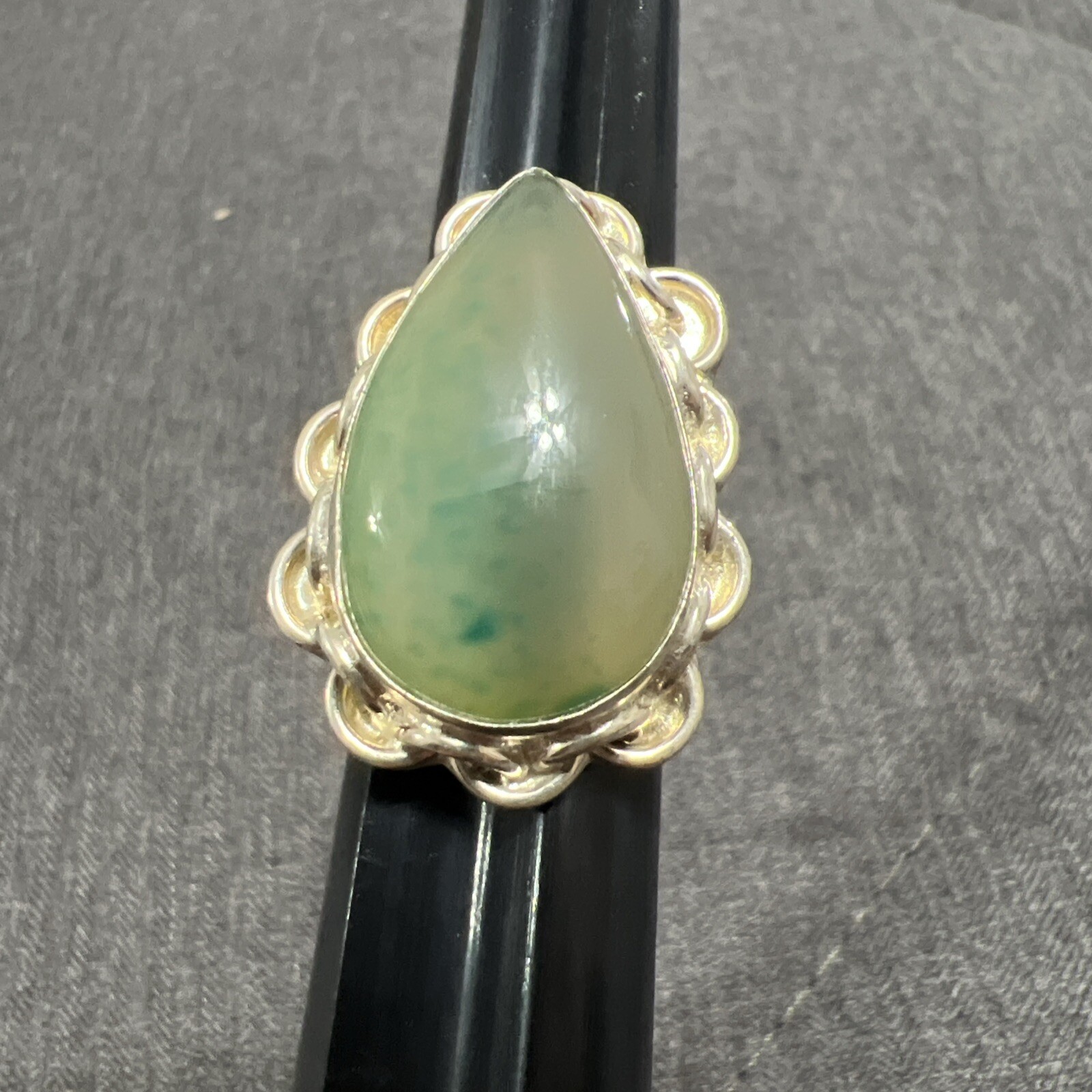 Sterling Silver  Pear Shape Ring Large Chrysopras… - image 10